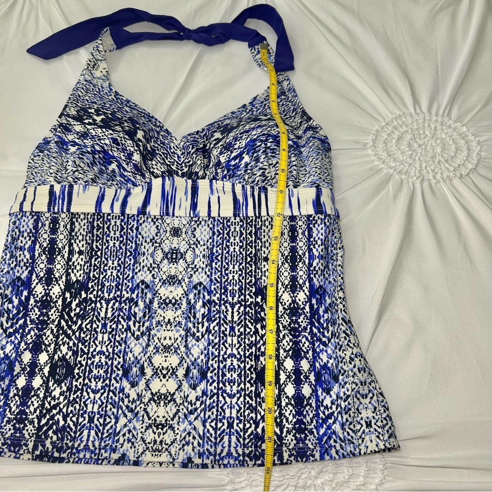 Athleta Blue & Black Halter Neck Tankini Top w/Built in Bra 36DD. - Picture 3 of 10